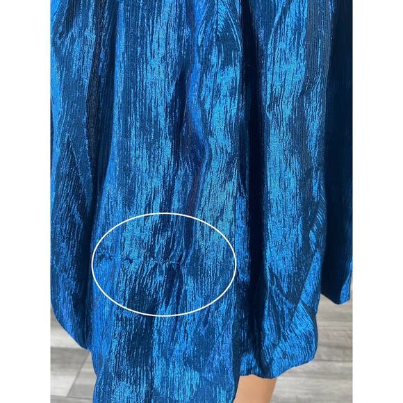 Free People Krista Mini Dress in Midnight Shimmer Metallic Blue Small Lined - Picture 5 of 5